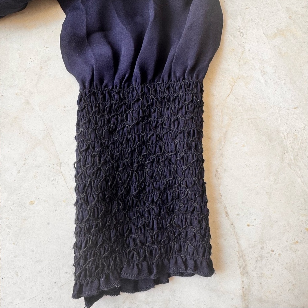 L’Agence Lucien Diamond Navy Blue Silk Blouse size S - Picture 6 of 9